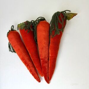 Vintage Velvet Carrots Set 4 Easter Spring Farmhouse Decor Bowl Filler Rustic